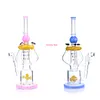 Pink and blue Bongs Thick Glass recycler Bong honeybee decoration Glass Pipes 15'' Tall Dab Rigs Water Bongs With quartz banger