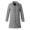 Men's Wool & Blends Fashion Men Coat Autumn And Winter Mens Plaid Lapel Long Single Breasted Sleeve Overcoat Chic Cardigan Tops T220810