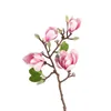 Ghirlande di fiori decorativi Una magnolia in lattice 4 teste 26 "Simulazione Real Touch Denudata Rami di fiori per fiori artificiali di nozze