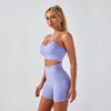 2 Piece Women's Yoga Fitness Exercise Seamless Set High Waisted Fast Dry Shorts Bra