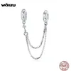 WOSTU 100 ٪ 925 Sterling Silver Silicon Safety Chair Fit Fit Preselet Pendant Zircon Silver Silver Jewelry CQC1419
