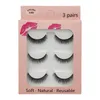 Hand Made Reusable Mink Fake Eyelashes 3 Pairs Set Soft & Vivid Natural Thick Charming False Lashes Extensions Full Strip Lashes Makeup for Eyes 10 Models DHL