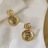 18K Altın Kaplama 925 Gümüş Lüks Marka Tasarımcıları Harfler Saplama Küpe Klasik Stil Geometrik Kadınlar Kristal Yapay Elmas İnci Küpe Düğün Parti Jewerlry