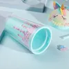 Niedliche Einhorn-Wassertasse mit Strohhalm, kreative Eisbecher, tragbare Eis am Stiel-Tasse, Desktop-Modell, Mädchen-Geburtstagsgeschenk