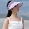 Chapeaux à larges bords Été UV Protection Visière Couverture Réglable Élastique Sport Chapeau Grand Vide Top Femme Lettre Pare-Soleil Cap Vélo Soleil HatWide Pr