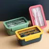 Bento box vuxen läckofast mikrovågsugn och diskmaskin säkra lunchbehållare med pinnar och skedar