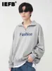 IEFBメンズ服秋の新しい韓国ファッションシンプルレターハーフジップラペル長袖スウェットシャツ2022長袖男性トップG220711