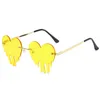 Dripping Heart Shaped Sunglasses For Women Heart Glasses Trendy Eyeglasses Party Funny Colorful Rimless Cut-Edge Eyewear