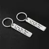 Keychains Europe And America Fashionable Stainless Steel Long Strip Keychain Simple Letters Gift DIY Can Be Customizable Wholesale