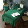 Einfarbige Leinen-Baumwoll-Tischdecke mit Quaste, wasserdicht, verdickt, rechteckige Tischdecke, Tapete, Hochzeitsdekoration