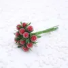 Party Supplies 12pcs/1bunch Small Berries Artificial Flower Red Cherry Stamen Pearlized Wedding Simulation Glass Pomegranate Decoration 20220606 D3