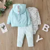 Clothing Sets Born Baby Boy Girl Clothes 2022 Spring Fall Animals Floral Warm Hooded Coat Romper Pants OutfitsClothing