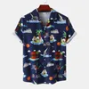 Chemises décontractées pour hommes Chemise ethnique d'été Mode pour hommes Imprimé hawaïen Mâle Turn Down Collier à manches courtes Blouse Bouton Lâche TopMen's