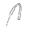 4 colors Sublimation necklace Heat Transfer Pendant Rosary bead Necklace Cross Jesus Metal Pendants