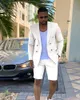 Męskie garnitury Blazery dostosowane przez niebieskie podwójne piersi mężczyźni krótkie spodnie Summer Beach Groom Casual Business Wedding Man Blazer Setsmen's