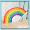 Party Favor Event Supplies Festive Home Garden Folding Rainbow Fan Printing Crafts Dh9ic