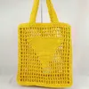 Mode Stylish Fiber Straw Woven Tote Women Designers Handväska 2022 Summer Beach Travel Bucket Påsar Big Size Foldbar Shopping Bag287x