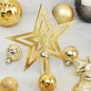 Partydekoration 45 Stück Weihnachtskugeln Ornamente Baum Rot Weiß Gold Schwarz Glitter Star Topper Hängende Anhänger Set für Home DecorParty