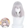 L-e-mail peruca cabelo sintético jogo fate oberon cosplay fate/grand order reta cinza resistente ao calor s220505