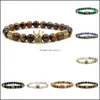 Pulseras con dijes Corona de lava para hombres Joyas Mujeres Pulsera con cuentas Entrega directa Dhhpe