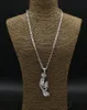 Hänge halsband fast silver 925 lejon krona fjäder charm för halsband män kvinnor diy tillbehör vintage riktig sterling juvelrypendant hals