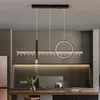 Pendant Lamps Dining Room Chandelier Living Bedroom Crystal Indoor Ceiling Round Black Kitchen Island Hanging LampPendant