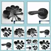 Measuring Tools Kitchen Kitchen Dining Bar Home Garden Black Plastic Cups 10Pcs/Lot Spoon Set For Baking Coffee Tea Factory Price Expert