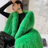 Women Winter Fur Vest Coat Casual Street Wear Jacket Tops Green Warm Thick Female Luxury Faux Fur Coats T220716