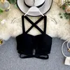 Singreiny Women Sexy Cross Break Tops Дизайн молнии без спинки без рукавов без рукавов Slim Crop Top Summer Comean Off Flow Y2K Camisole 220325