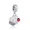 925 Sterling Silver Dangle Charm Coffee Cake Donut Beaft Beads Beads Bead Fit Pandora Charms Bracelet Diy Jewelry Association