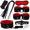 Kit de bondage BDSM 8 pièces/ensemble, menottes, pinces à tétons, boule Gag, fouet, corde en coton, jouets sexy pour Couples, masque pour les yeux, collier de cou