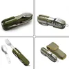 8 I 1 utomhus bordsartiklar set foldbar picknick camping sked gaffel kniv kit rostfritt stål återanvändbart resor bärbar bärbar y220530