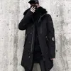 Piumino da uomo Parka da uomo Giacche invernali Cappotto lungo con cappuccio Camouflage Spessore caldo collo in pelliccia Giacca e cappotti imbottiti moda Nero