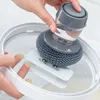 Kitchen Soap Dispensing Dishwashing tool Brush Easy Use Scrubber Wash Clean Dispenser Cleaning