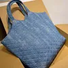 Gaby Borsa a mano Tote Borse per la spesa Borsa da spiaggia trapuntata a spalla da donna Vera pelle Lettera dorata Modello rombico Filo Zip interna P215l