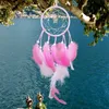 Arts et artisanat Pink Feather Fluorescent Catcher Dream Home Handled Pendant Ornements Cadeaux de la Saint-Valentin