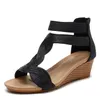 Сандалии дамы летняя мода богемная густая дна каблука римские туфли на внешние носить все матч высокие каблуки