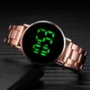 Polshorloges vrouwen digitale horloges luxe waterdichte mannen sport horloge roestvrijstalen horlogeband eenvoudige led elektronische klok zegarek damski