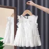 Bear Leader Girls Flower Embroidered Dress Summer Retro Flying Sleeve Princess Dresses Children Casual Clothes Fashion 1021 E3