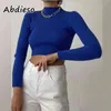 Damskie topy Abdieso Y2K Green Turtleeck Knitted Crop Top Women 2021 Autumn T220823