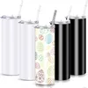 Sublimation Blanks Tool Gobelets 20 oz en acier inoxydable droit vierge STOCK Entrepôt Tasses Gobelet blanc avec couvercles et paille Bouteilles de tasse cadeau de transfert de chaleur