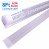 Luz de LED luz 8ft tubo, 144w 6500K (Super Bright White), V forma T8, Clear Cover, Integrado 8 Pé Strip Lights Luminária para Garagem Workshop Workshop Oemed