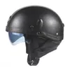 DOT Aprovado na América - Motocicleta Scooter Half Face Leather Halley Helmet Classic Retro Brown Helmets Casco Goggles258D
