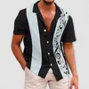 Camisas casuais masculinas camisa de impressão de guitarra 3D masculino Botões soltos Blush Tops Summer Summer Clothing Hawaiian Camisetamen's