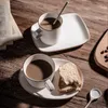 Cerâmica de estilo japonês de estilo japonês 250ml Cappuccino Coffee de café e pires com colher de café da manhã de cerâmica personalizada para colher