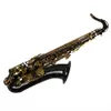 Saxophone ténor professionnel avec corps en plaque de nickel noir et laque dorée
