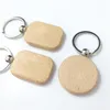 Keychains 12st/Set Blank Key Chain Multi-Shape Retro Crafting Taggar Gravera trä för Gift Keychains Fier22