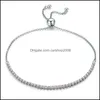 Łańcuch Bracelars biżuterii Bamoer 925 Sterling Sier Strand Bransoletka Kobiety Link Tennis 3 Kolory 1775 V2 Drop dostawa 2021 GUZSE