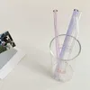 Yeniden kullanılabilir eko borosilikat cam içme pipetleri açık renkli bükülmüş düz süt kokteyl samanı yüksek sıcaklık direnci FY5155