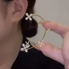 Clip-on & Screw Back Sweet Inlay Zircon Pearl Flower Earrings Earcuff For Women No Piercing Butterfly Ear Hook Shiny Bones Clip JewelryClip-